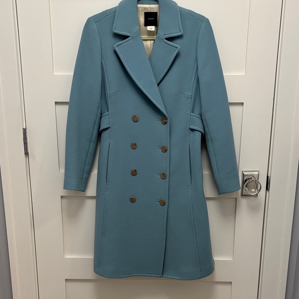 J. Crew Double-Breasted Robin’s Egg Blue Tailored Fit Vintage Coat size 4